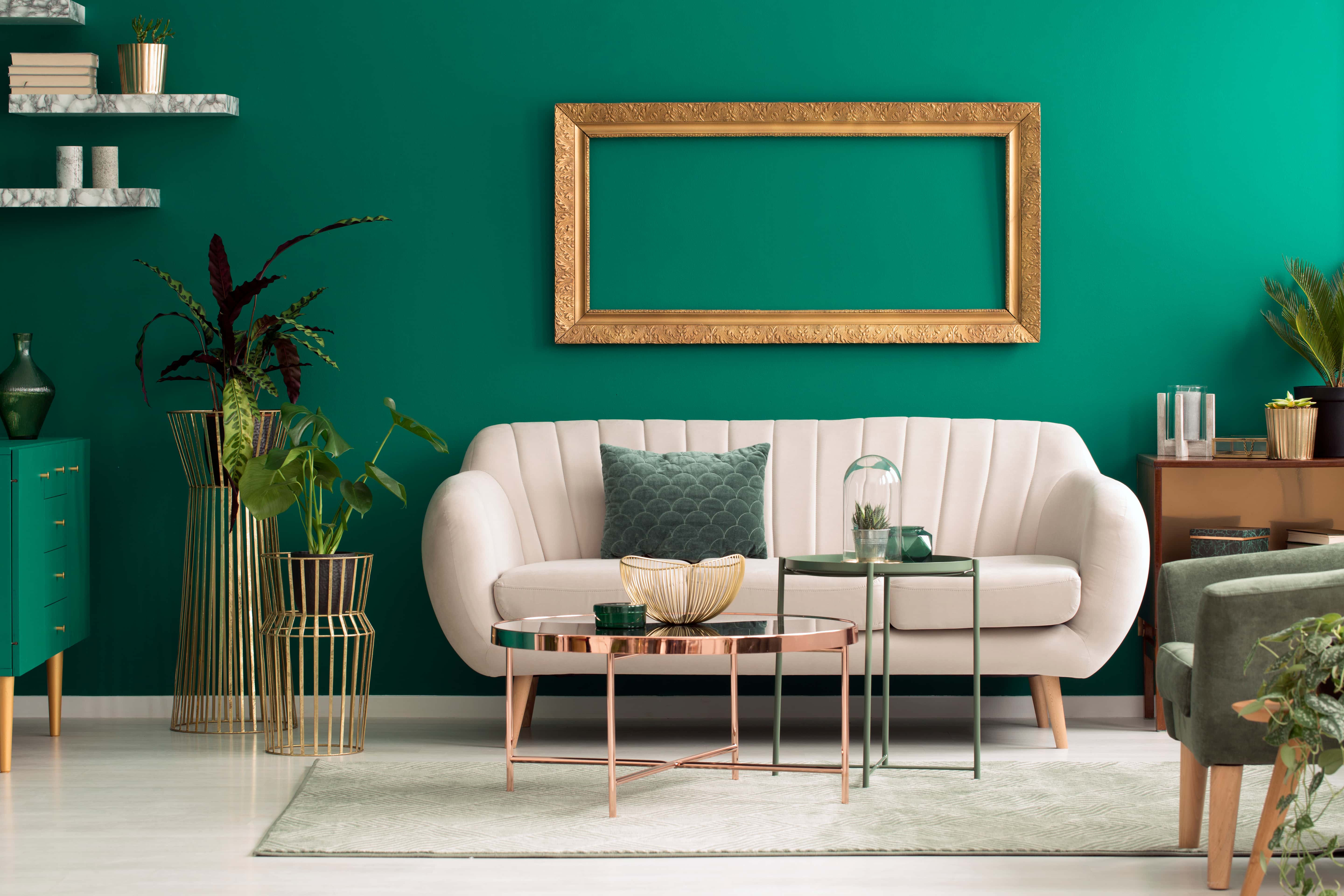 Green Colour Living Room Design