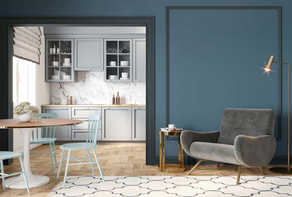 blue and Grey kitchen colour