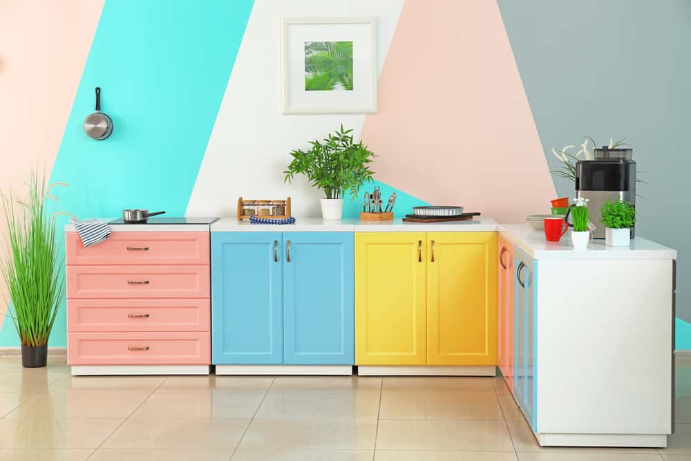 colour block bold kitchen colour