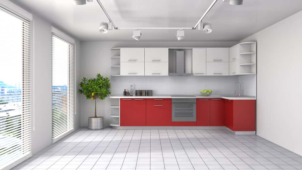 red and white kitchen 