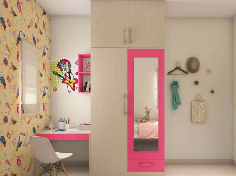 pink pananch wooden wardrobe 