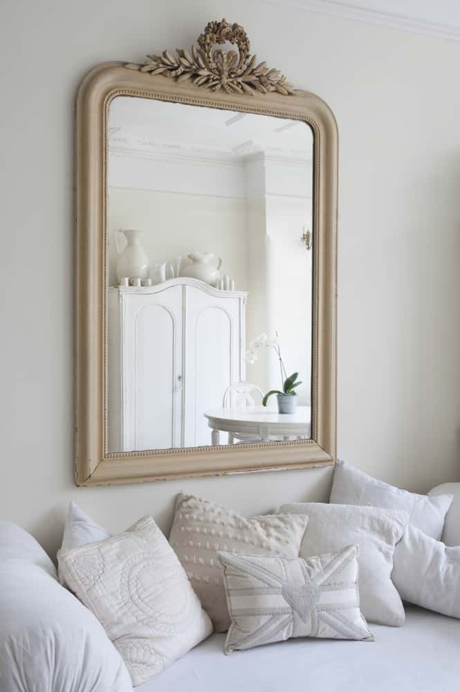 vintage mirrors in living room