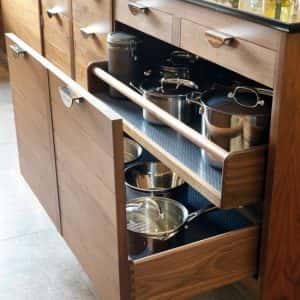 Drawer over cabinets