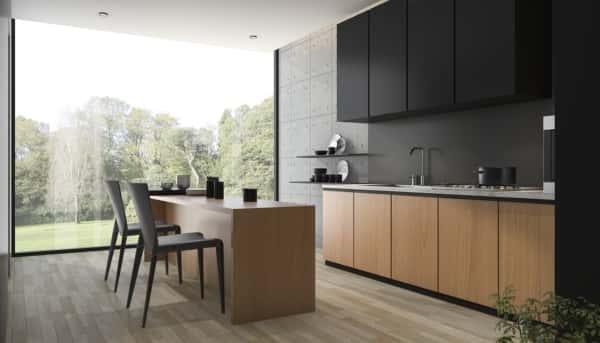 textured brown and black kitchen design 
