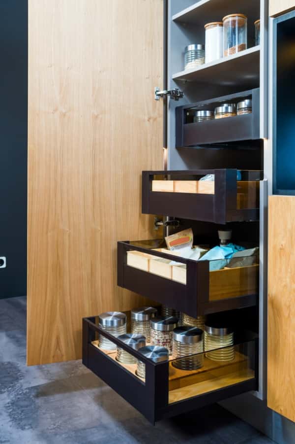 organised kitchen pantry units