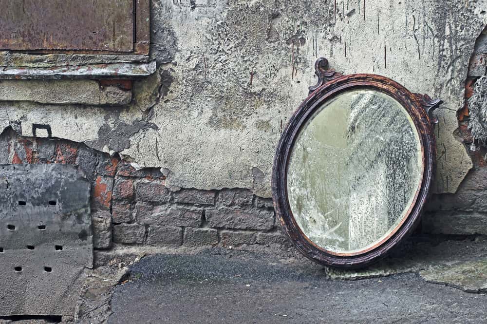 old and broken mirror