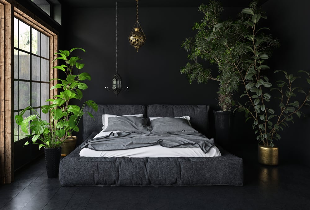 black monochromatic theme bedroom