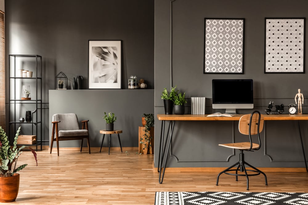 grey home office interiors