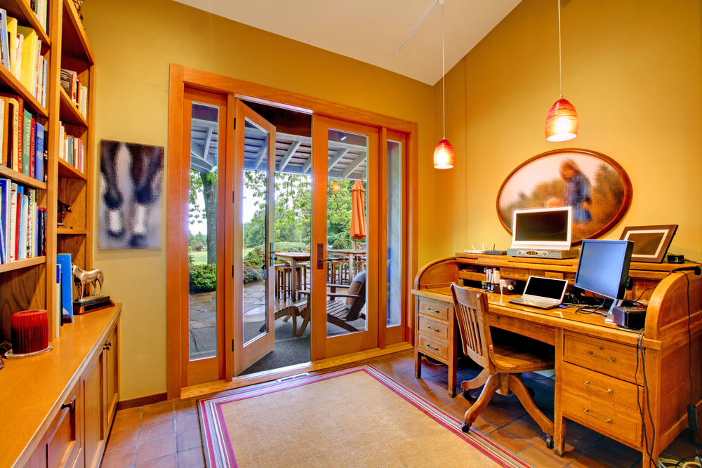yellow home office design