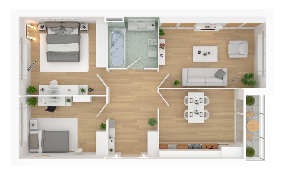 3 bhk flat interior floor plan 