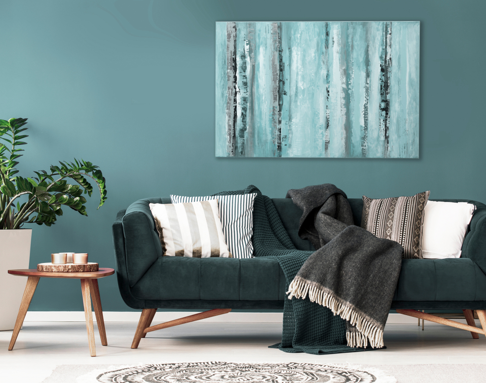 large painting in sofa wall