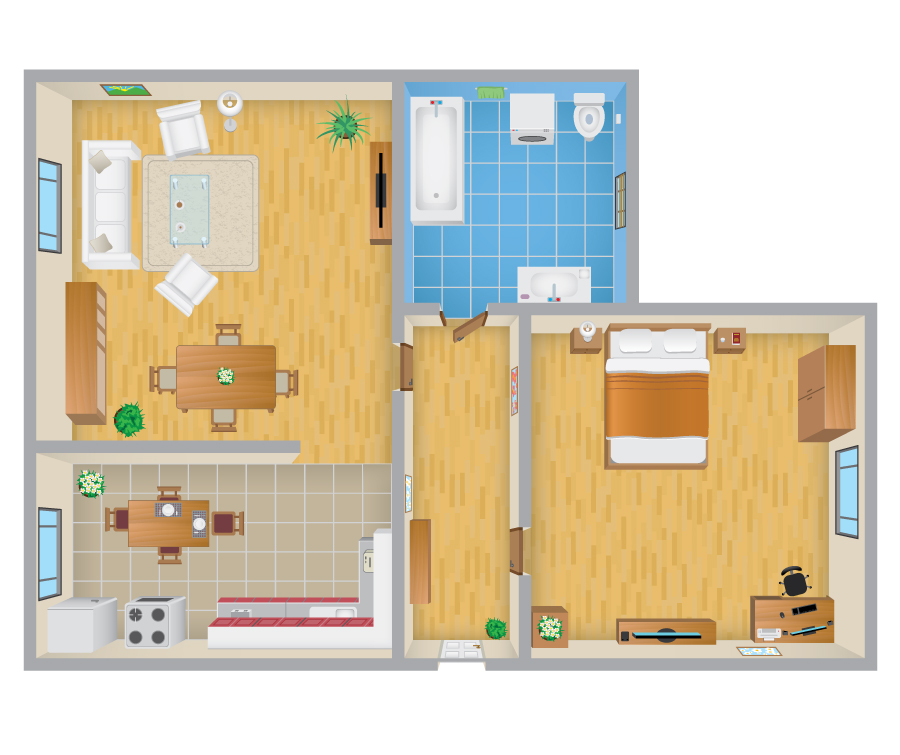 1 bhk flat floor plan
