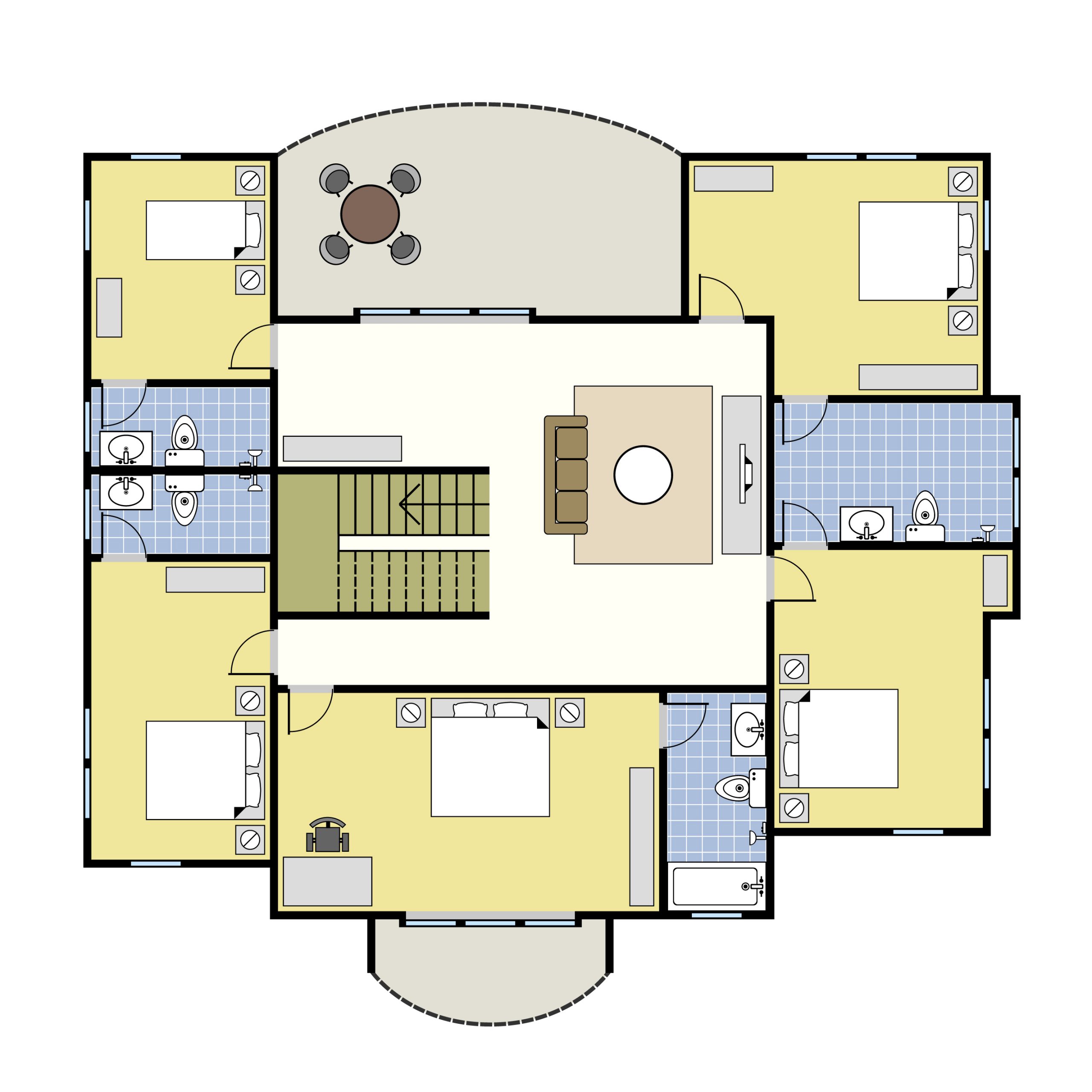 4 BHK master bedroom floor plan with Balcony