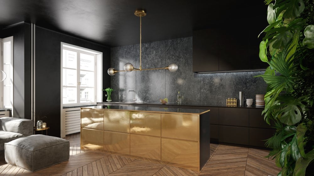 gold and brass accents