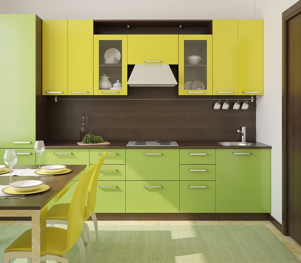 pastel coloured kitchen