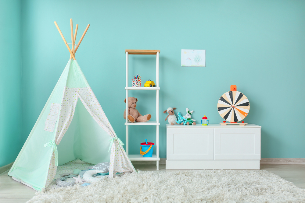 turquoise blue and white colour for children bedroom