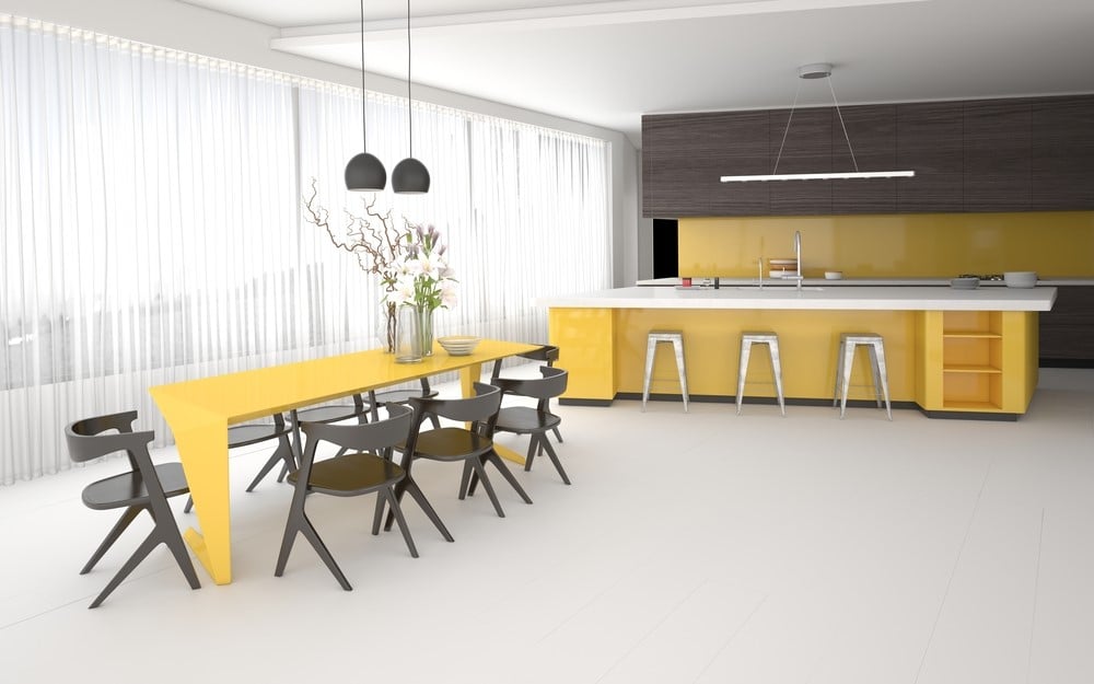 yellow dining table