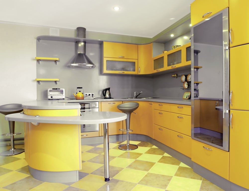 yellow kitchen flooring
