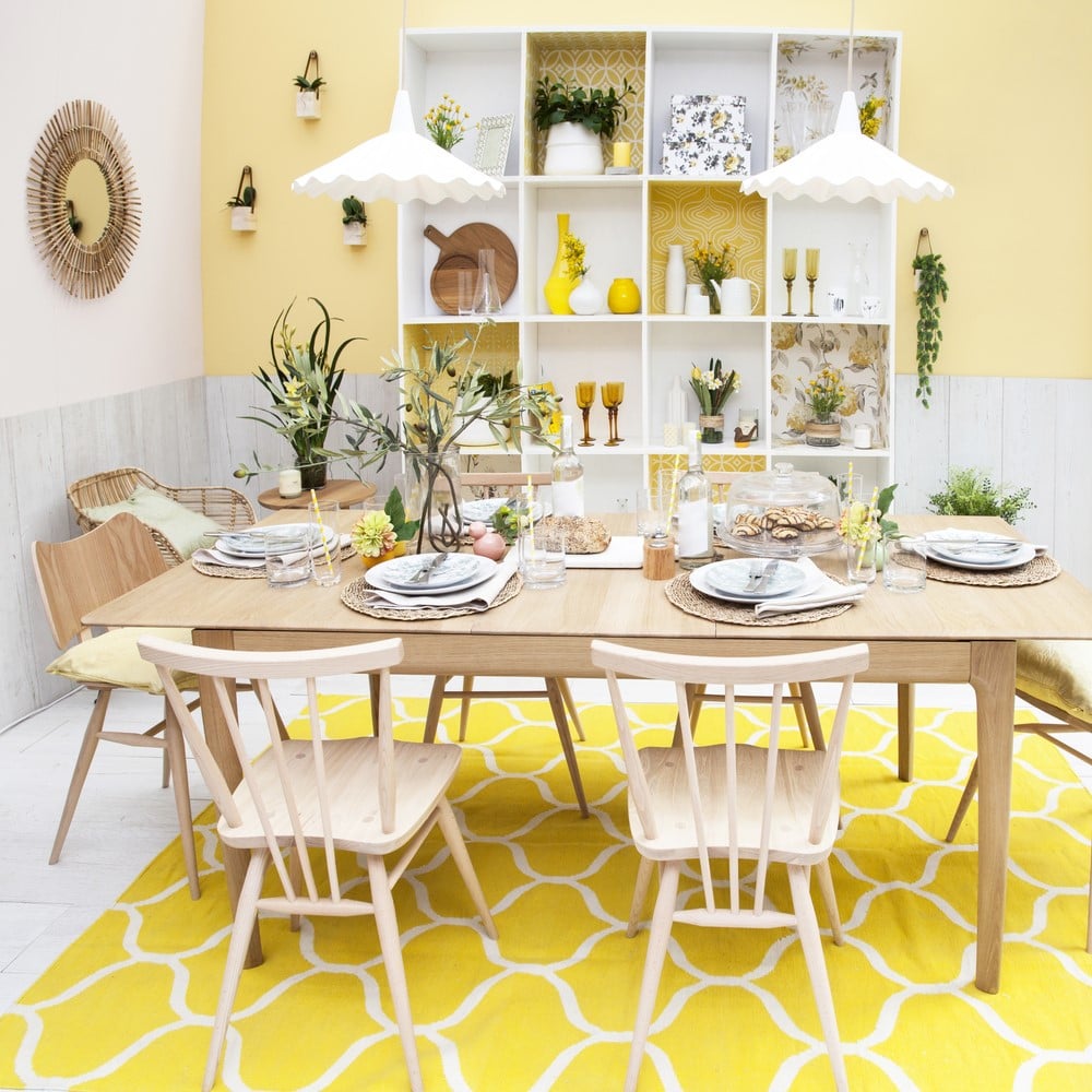 yellow rug in the kitchen