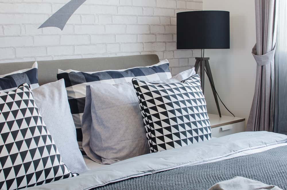 bedroom upholstery with black and white colour scheme