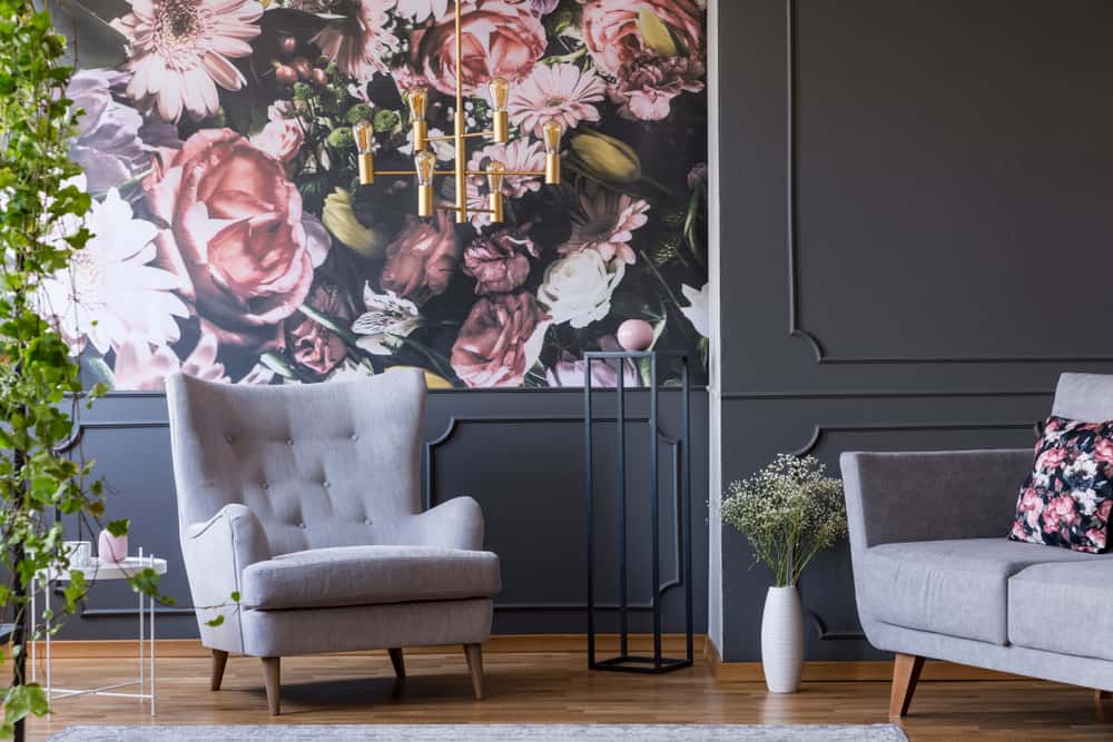 floral wallpaper for living room