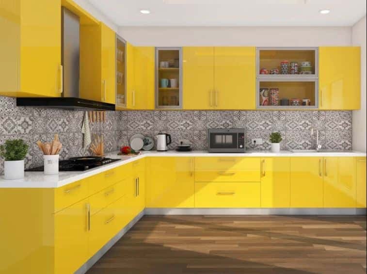yellow and Grey kitchen