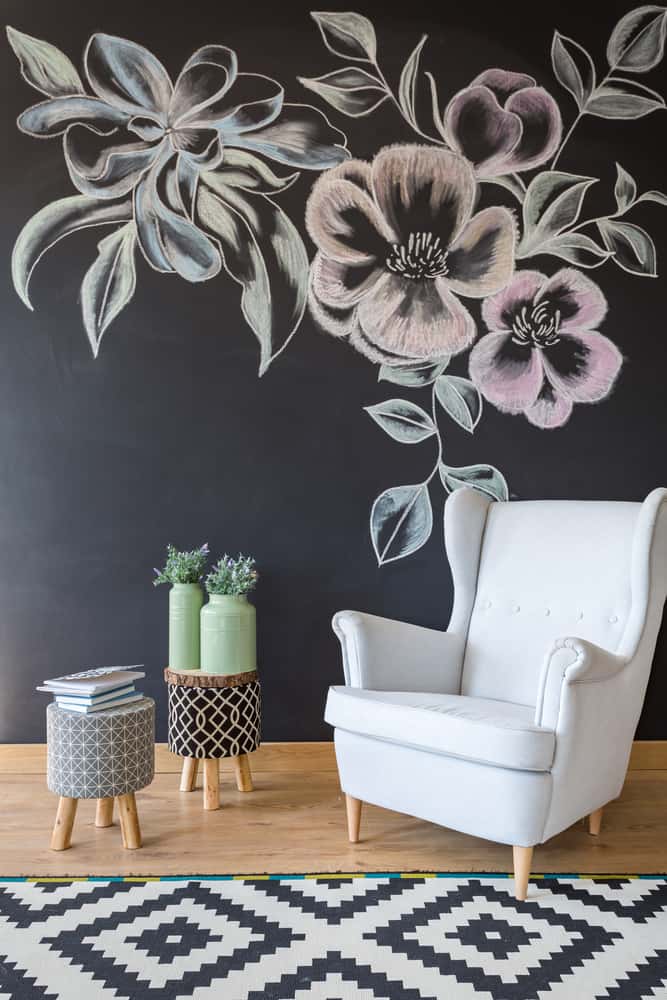 accent wall with chalkboard 