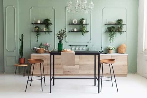 green painted walls for the kitchen