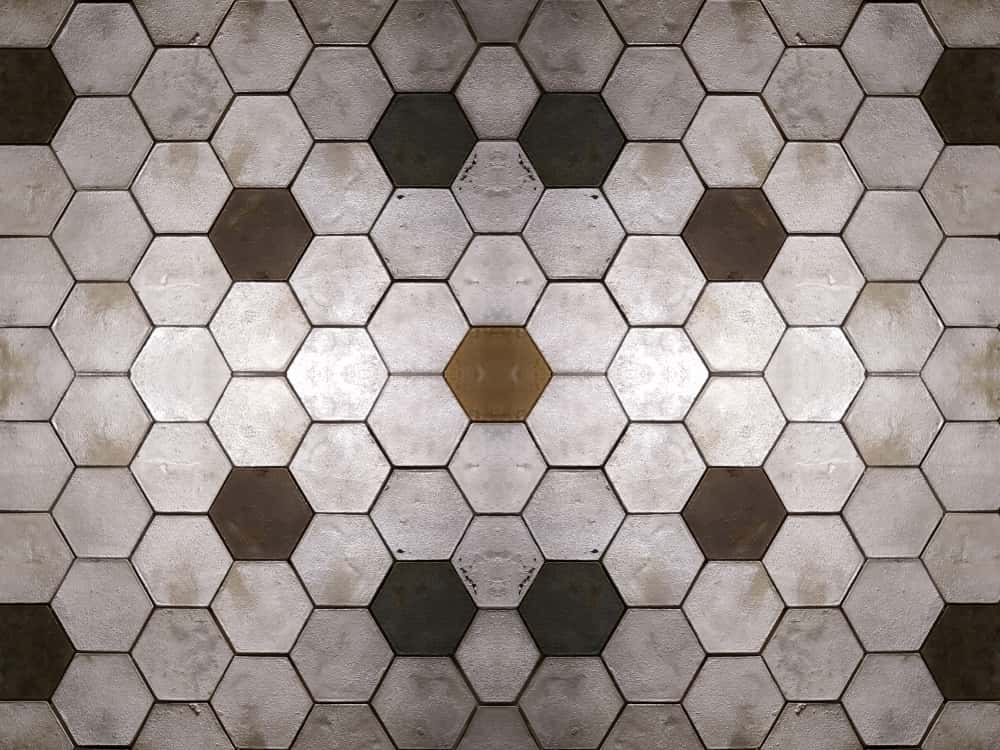 decorative metal wall panel in hexagonal pattern