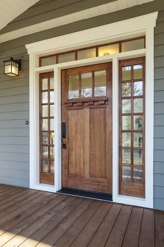 entrance wooden door design with glass panel