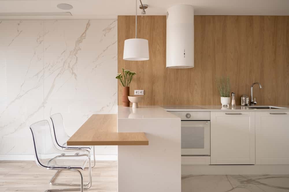the minimalist open kitchen living room