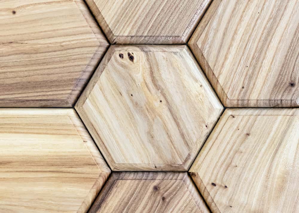 wooden wall panel with a patterned 3D effect
