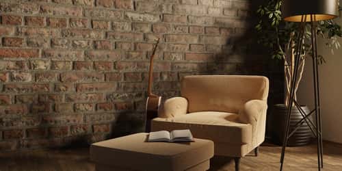 brick wall design for brown living room 