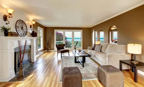 brown wooden flooring for living room