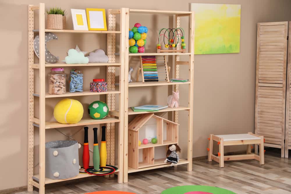 wooden shelves for toy and collectables