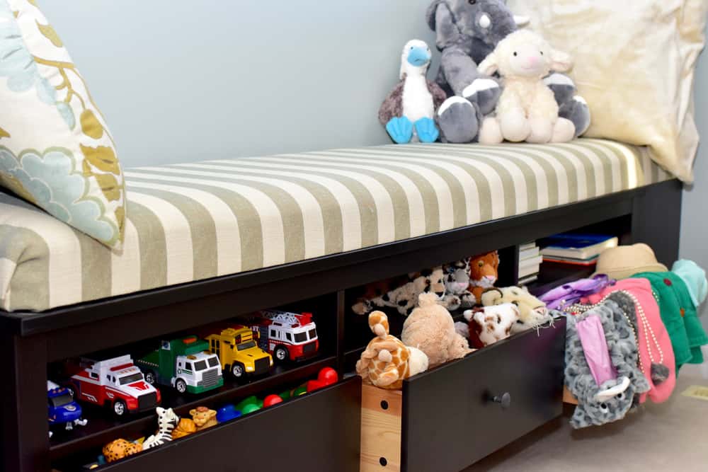 bench with toy storage space