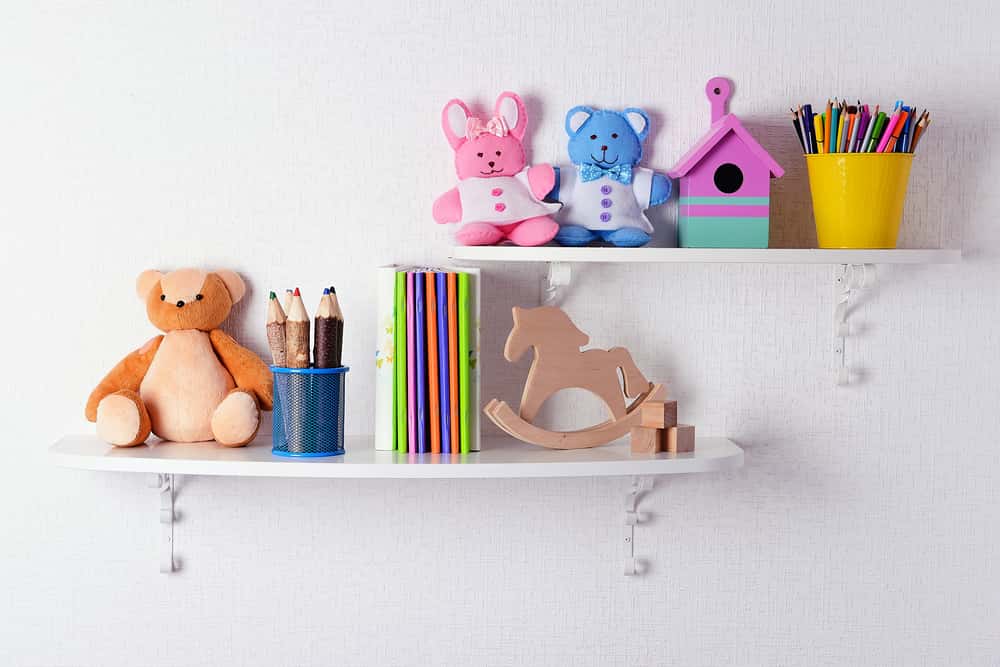 Floating shelves for toy storage