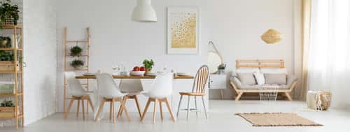 white and wooden dining table combination