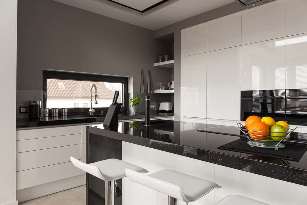 colours that go with black countertops