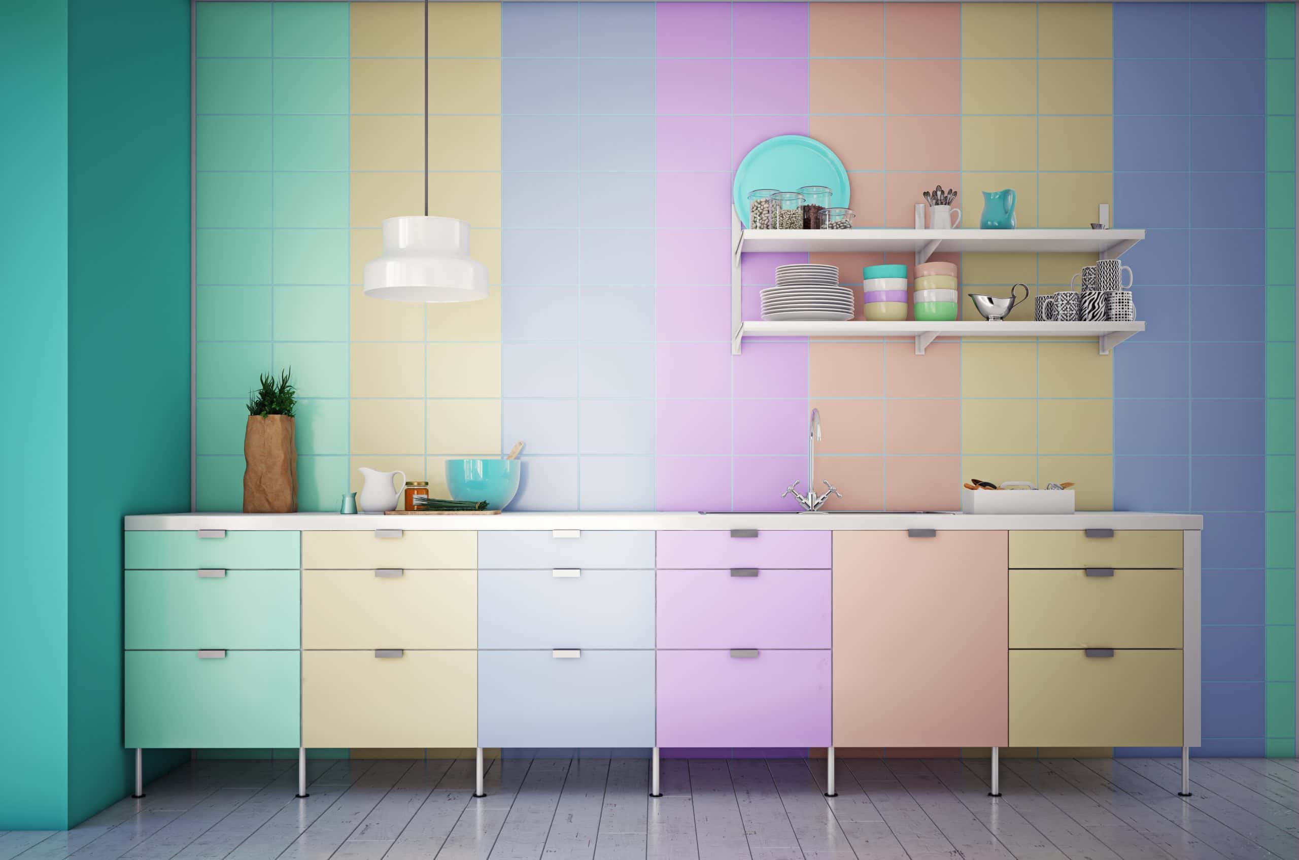 pastel colour kitchen 