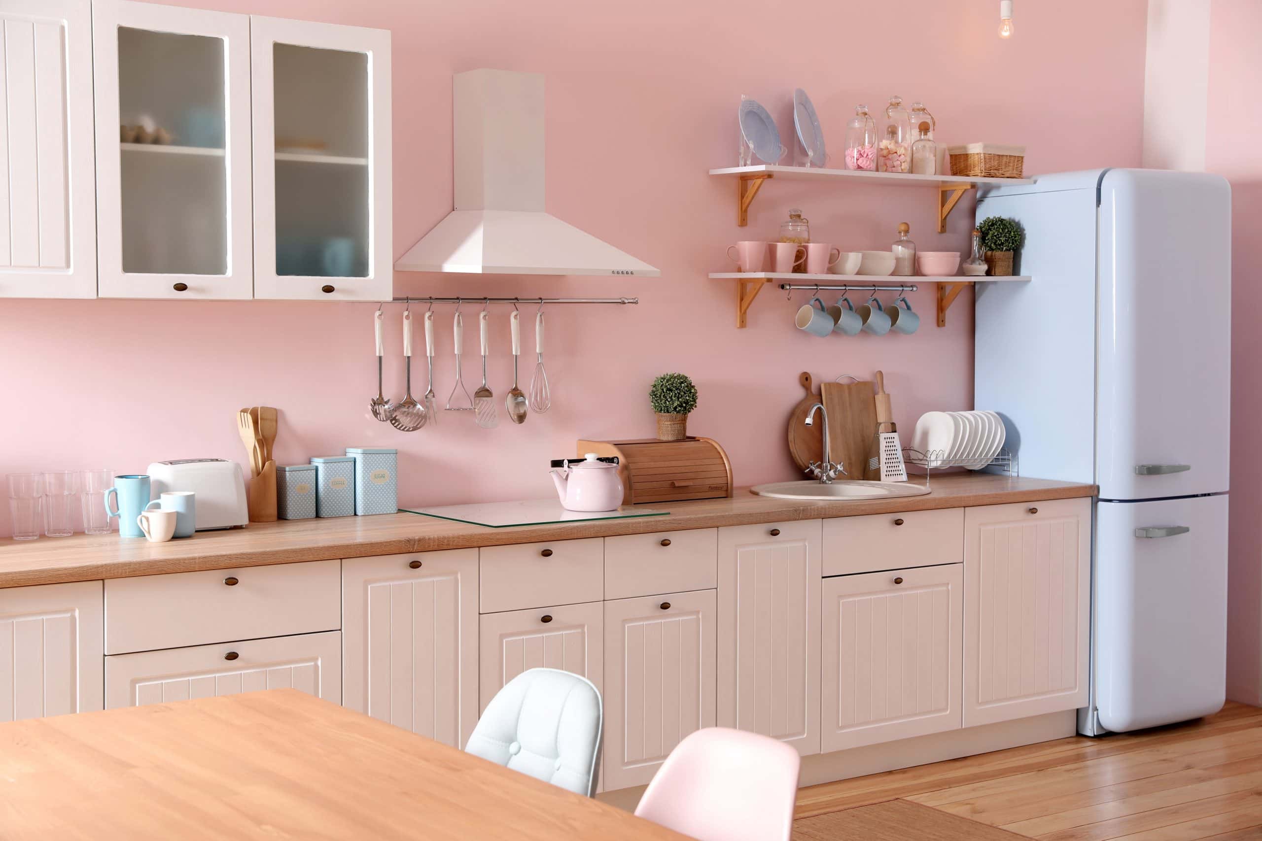 bright pink kitchen cabinets 