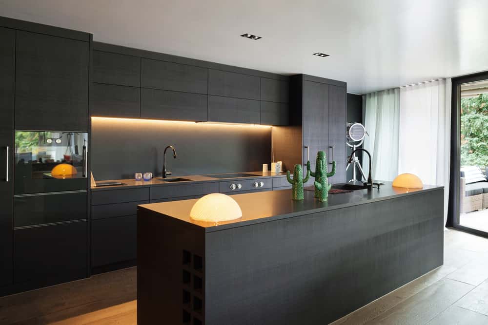 black colored kitchen