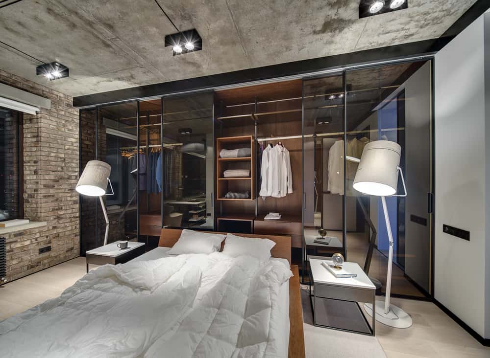 loft style glass wardrobe designs