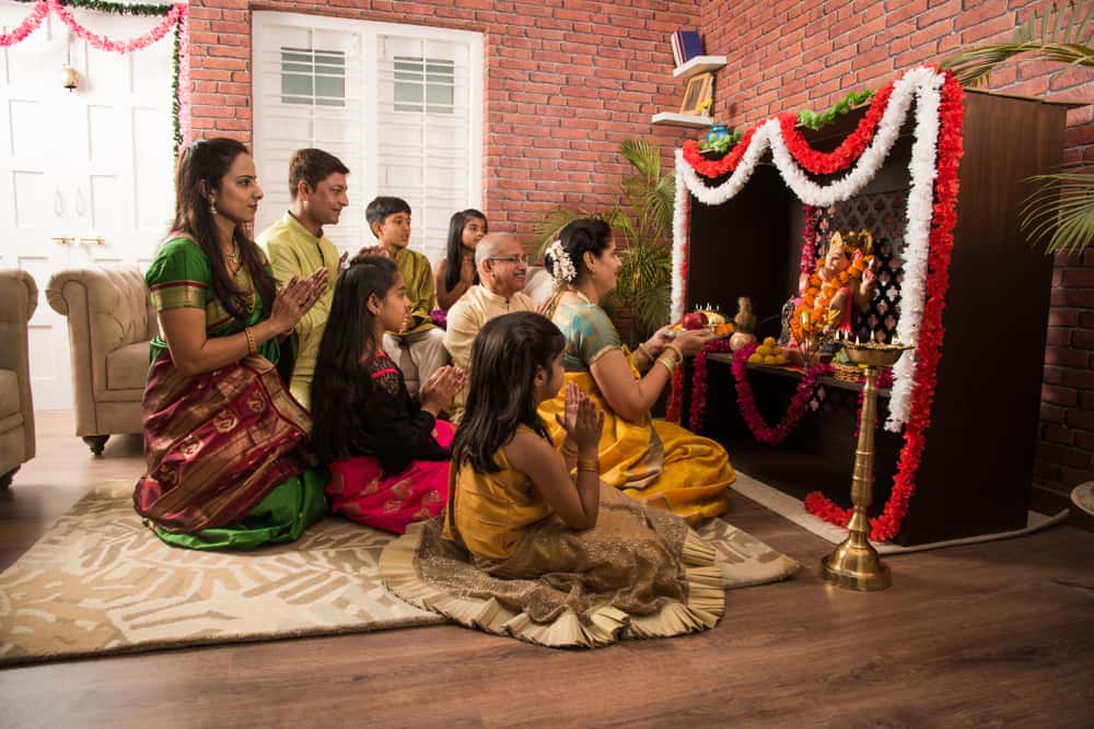 traditional wooden pooja room