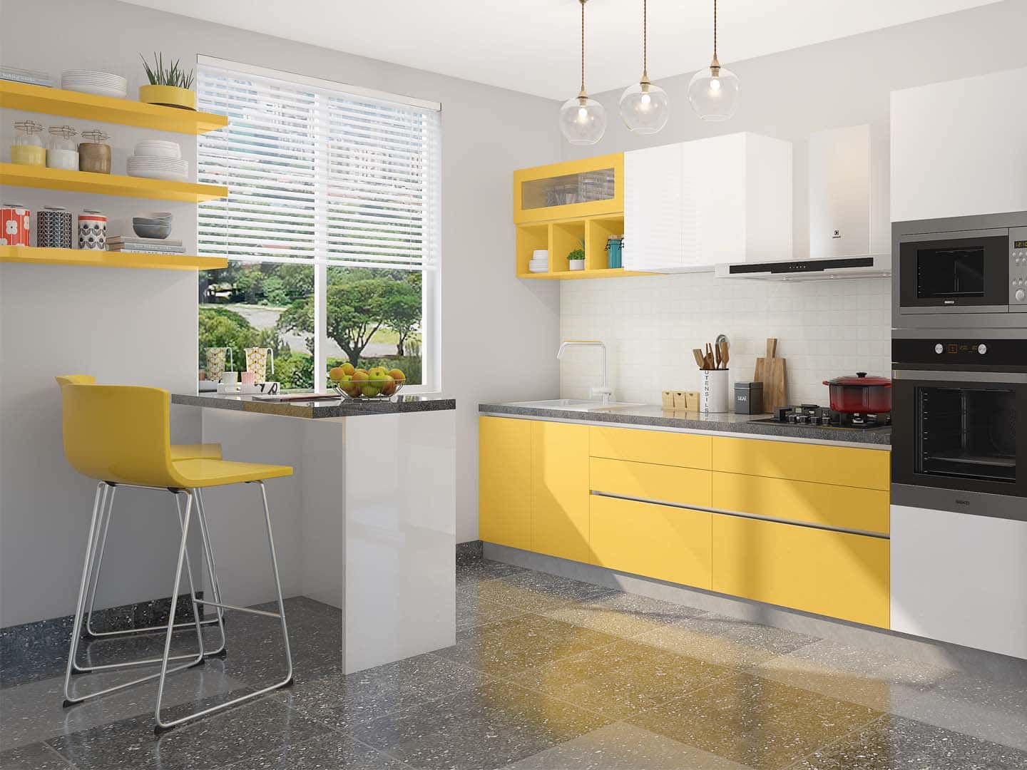citrus yellow kitchen laminate 