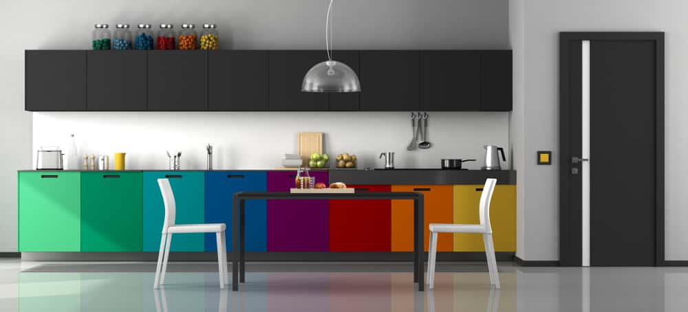 rainbow hues kitchen laminates