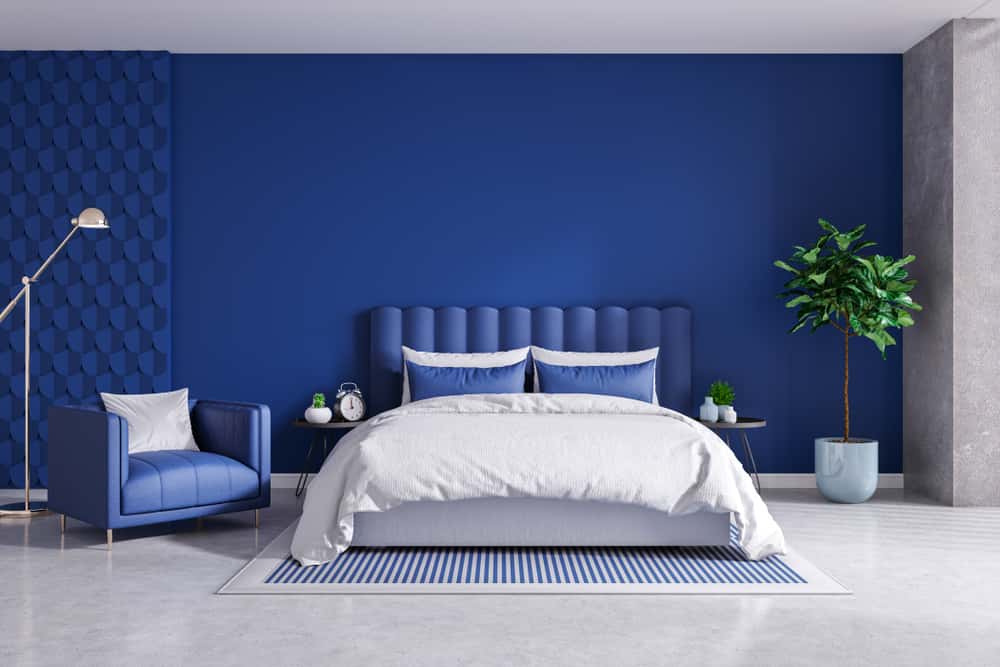 navy blue and white colour combination for bedroom