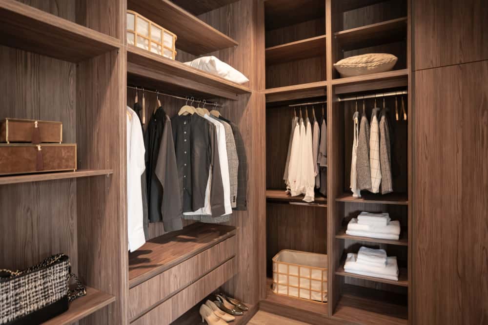 walk-in wardrobe with storage solutions