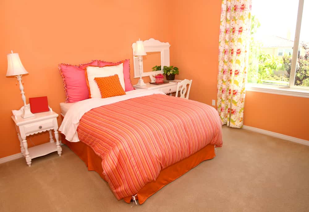pink and orange rainbow theme bedroom