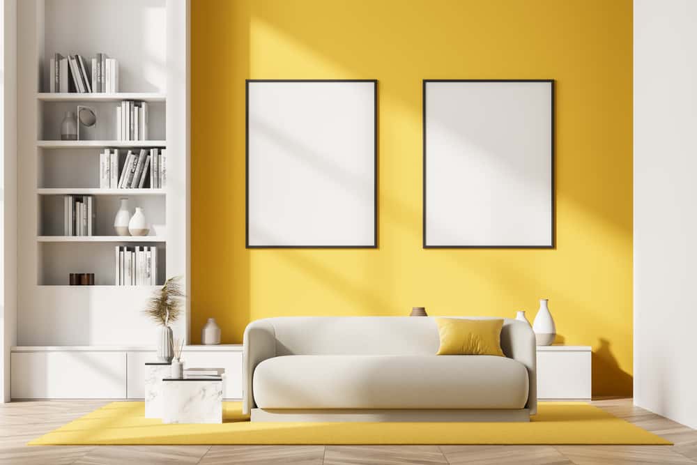 yellow white combination living room